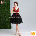 black two-piece floral embroidered mini Alibaba china sexy evening dress peach color